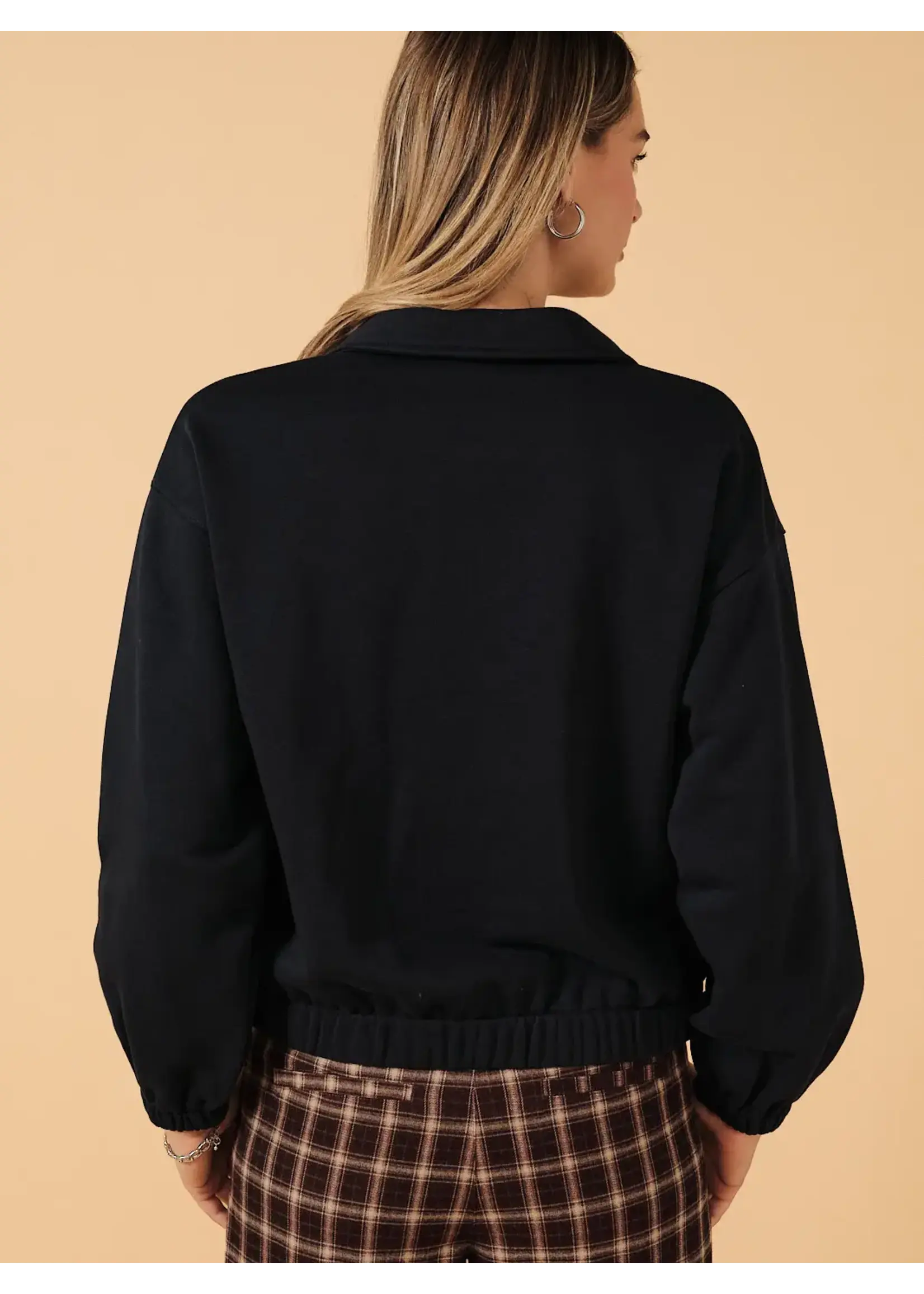 Sunday Edition Collared Long Sleeve "Game Day" Graphic Half Zip Up Sweatshirt - OT1057