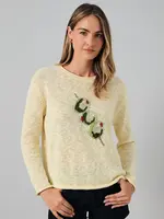 Sunday Edition Round Neck Long Sleeve "Olive" Graphic Sweater - OWT1041