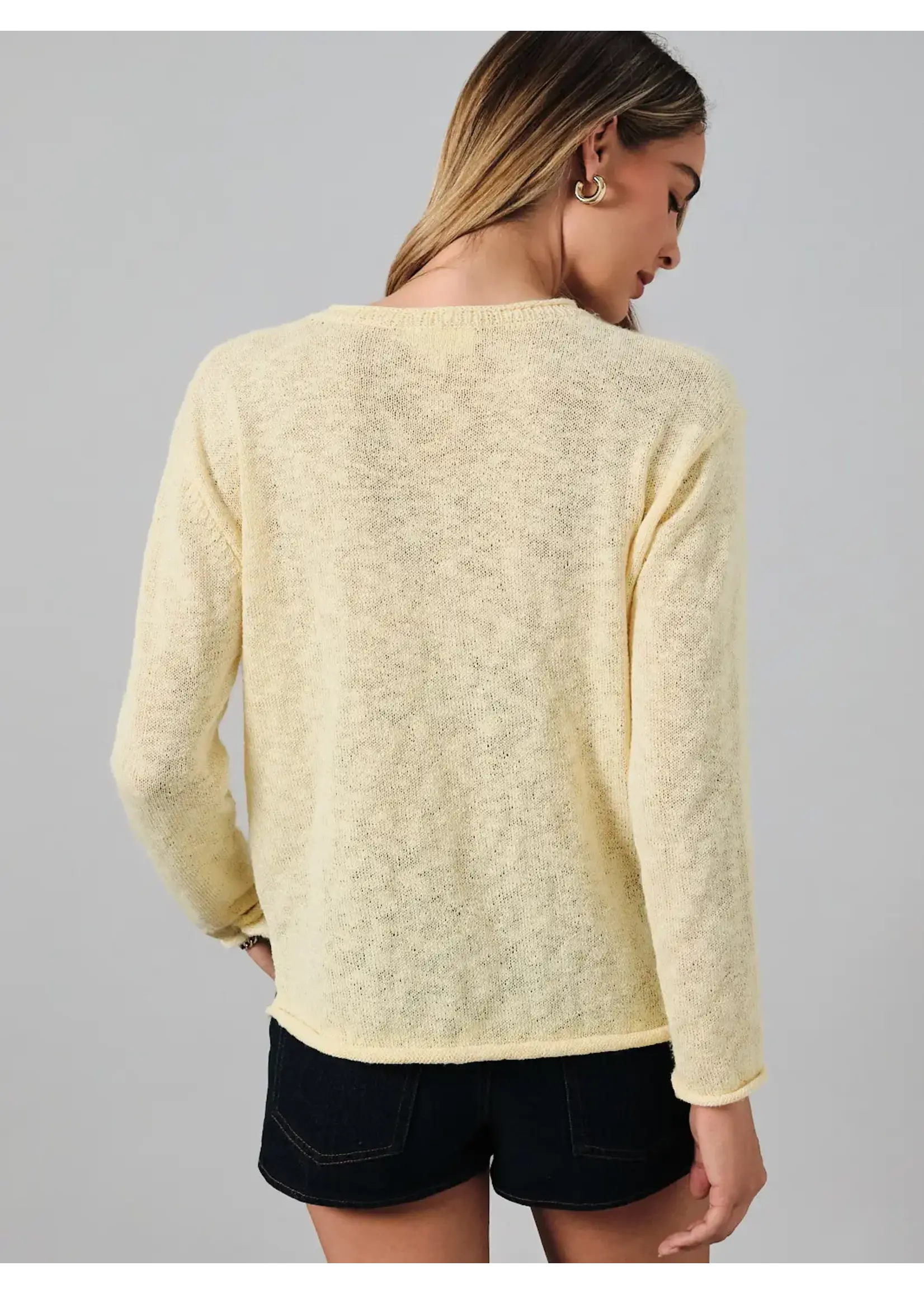 Sunday Edition Round Neck Long Sleeve "Olive" Graphic Sweater - OWT1041