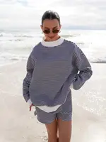 Sunkissed Coconut Big Striped Mockneck Sweatshirt - Skumockneck