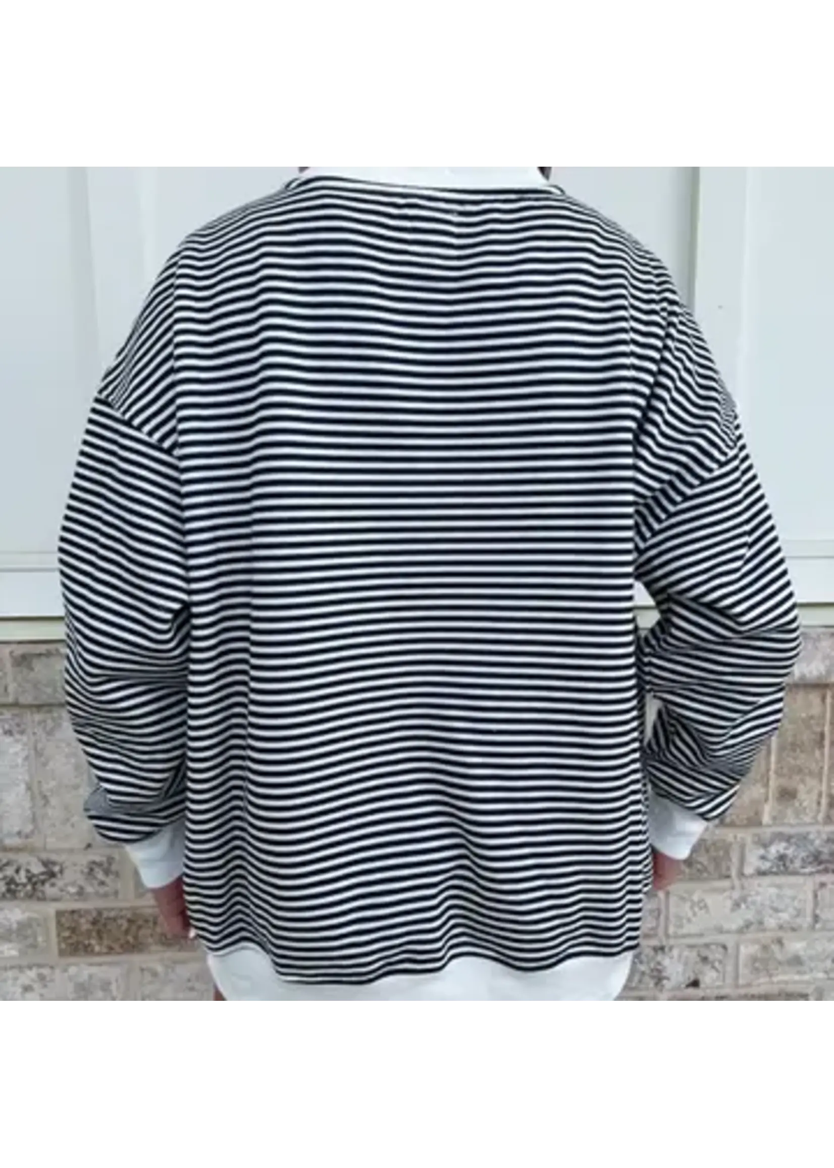 Sunkissed Coconut Big Striped Mockneck Sweatshirt - Skumockneck