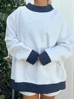 Sunkissed Coconut Polka Dot Mockneck Sweatshirt - SkuPearlGreyNavy