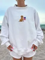 Sunkissed Coconut American Flag Dog Mockneck Sweatshirt - SkuWhite