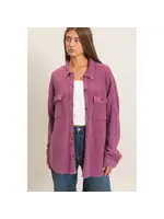 HYFVE Mineral Wash Waffle Knit Button-Up Shacket - DZ26E249