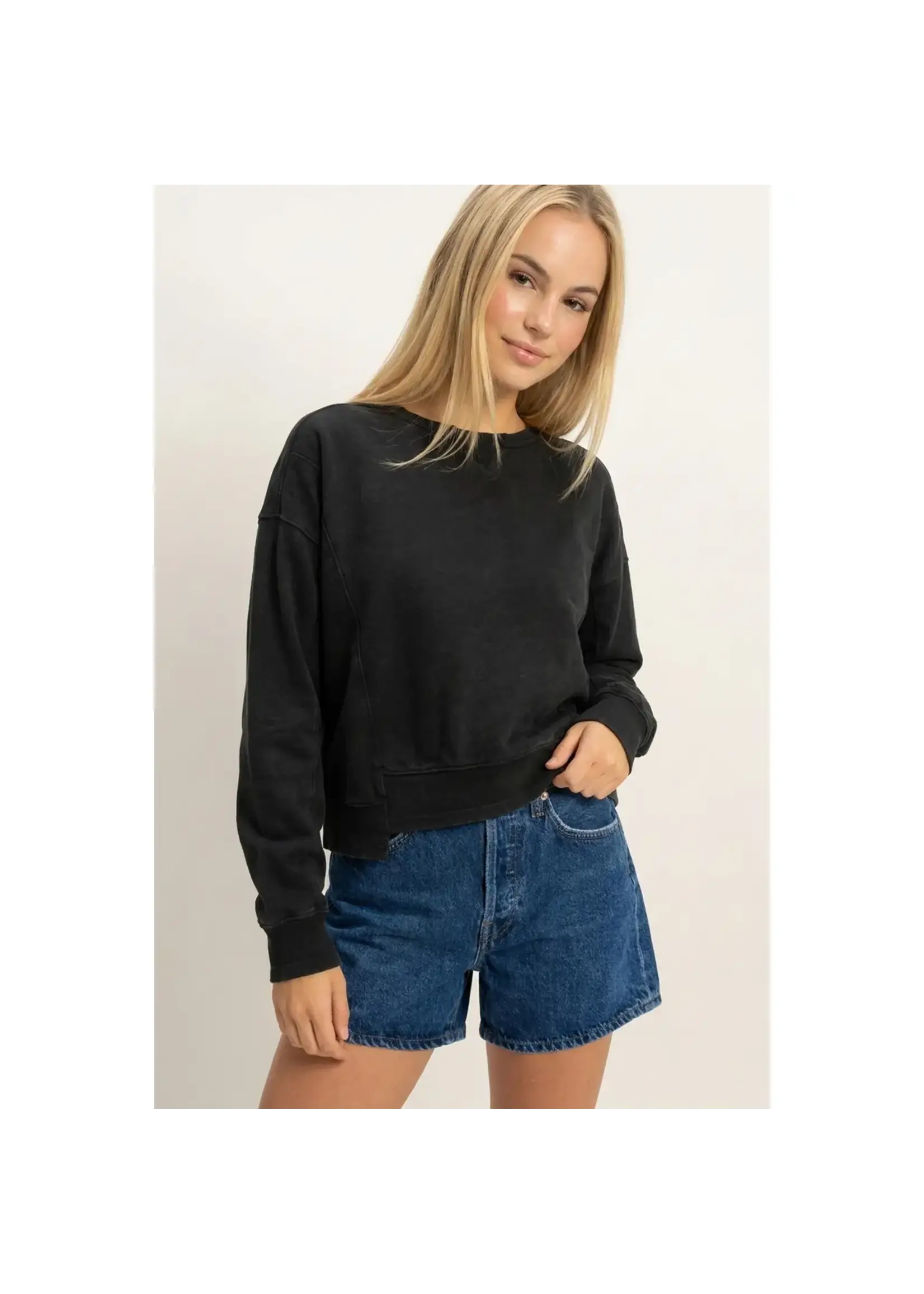 HYFVE Acid Wash Seam Detail Crew Neck Sweatshirt - DZ26E260