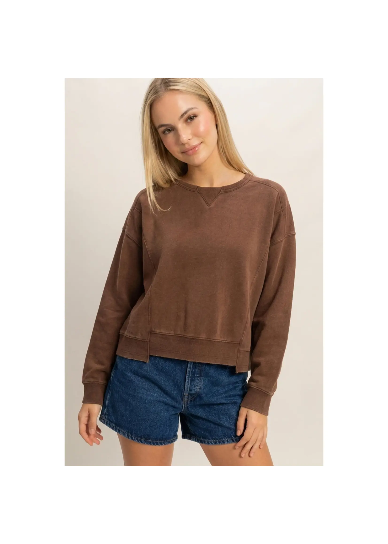 HYFVE Acid Wash Seam Detail Crew Neck Sweatshirt - DZ26E260