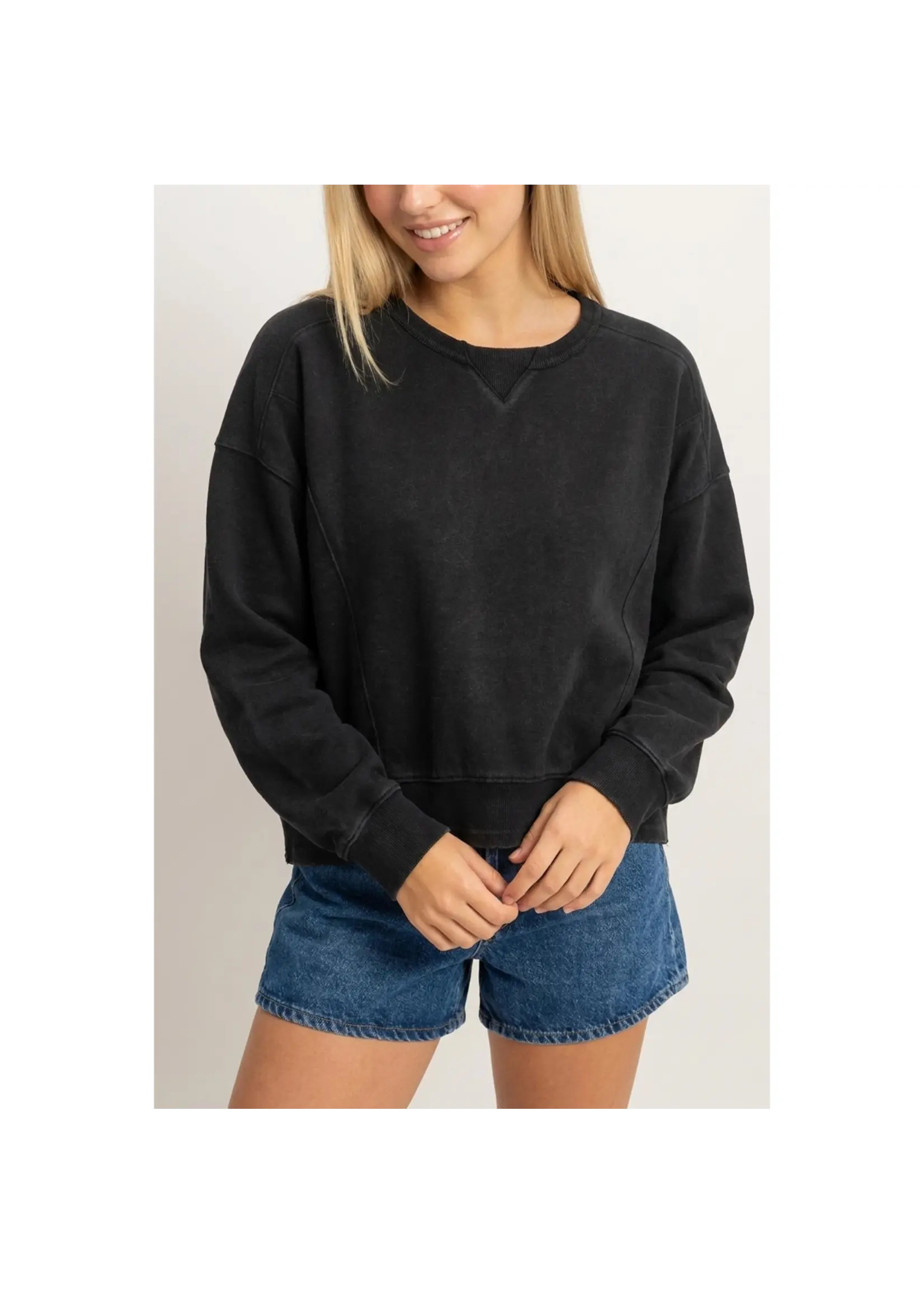 HYFVE Acid Wash Seam Detail Crew Neck Sweatshirt - DZ26E260