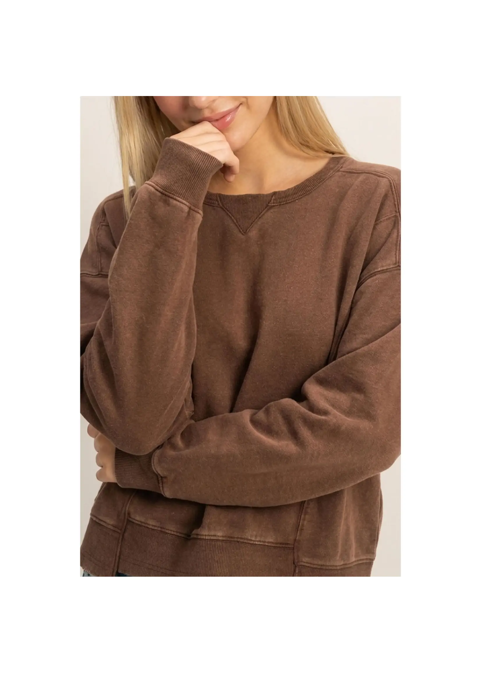 HYFVE Acid Wash Seam Detail Crew Neck Sweatshirt - DZ26E260