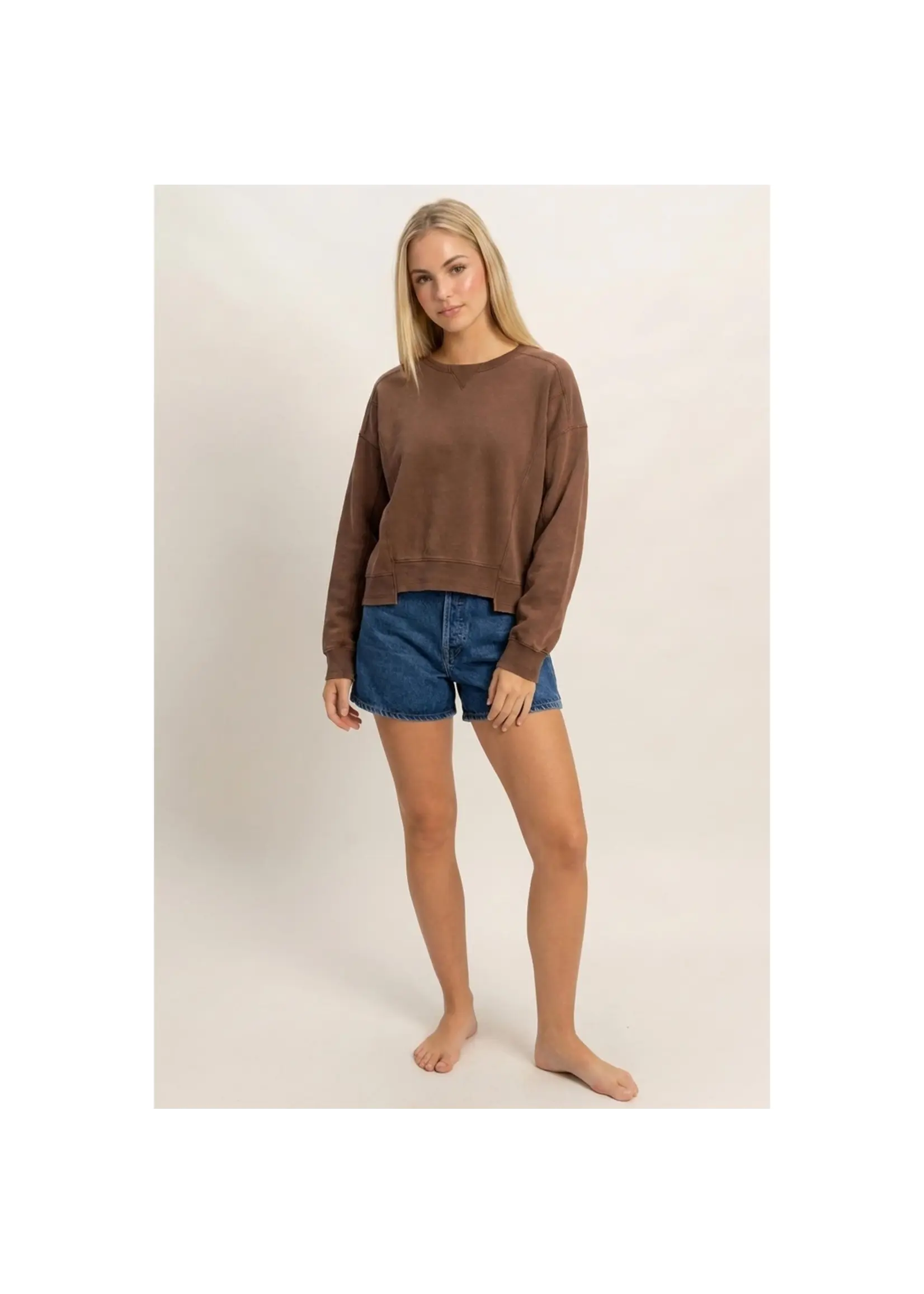HYFVE Acid Wash Seam Detail Crew Neck Sweatshirt - DZ26E260