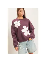 HYFVE Floral Applique Crew Neck Sweatshirt - DZ26E708