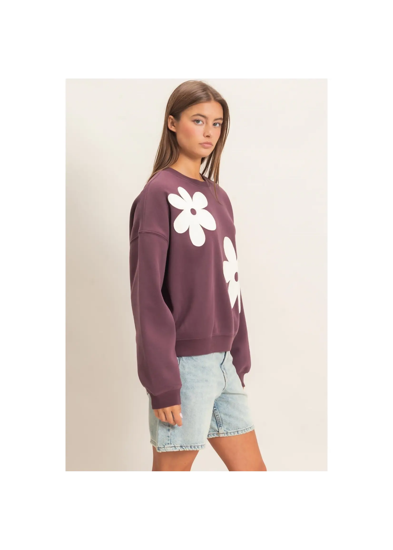 HYFVE Floral Applique Crew Neck Sweatshirt - DZ26E708