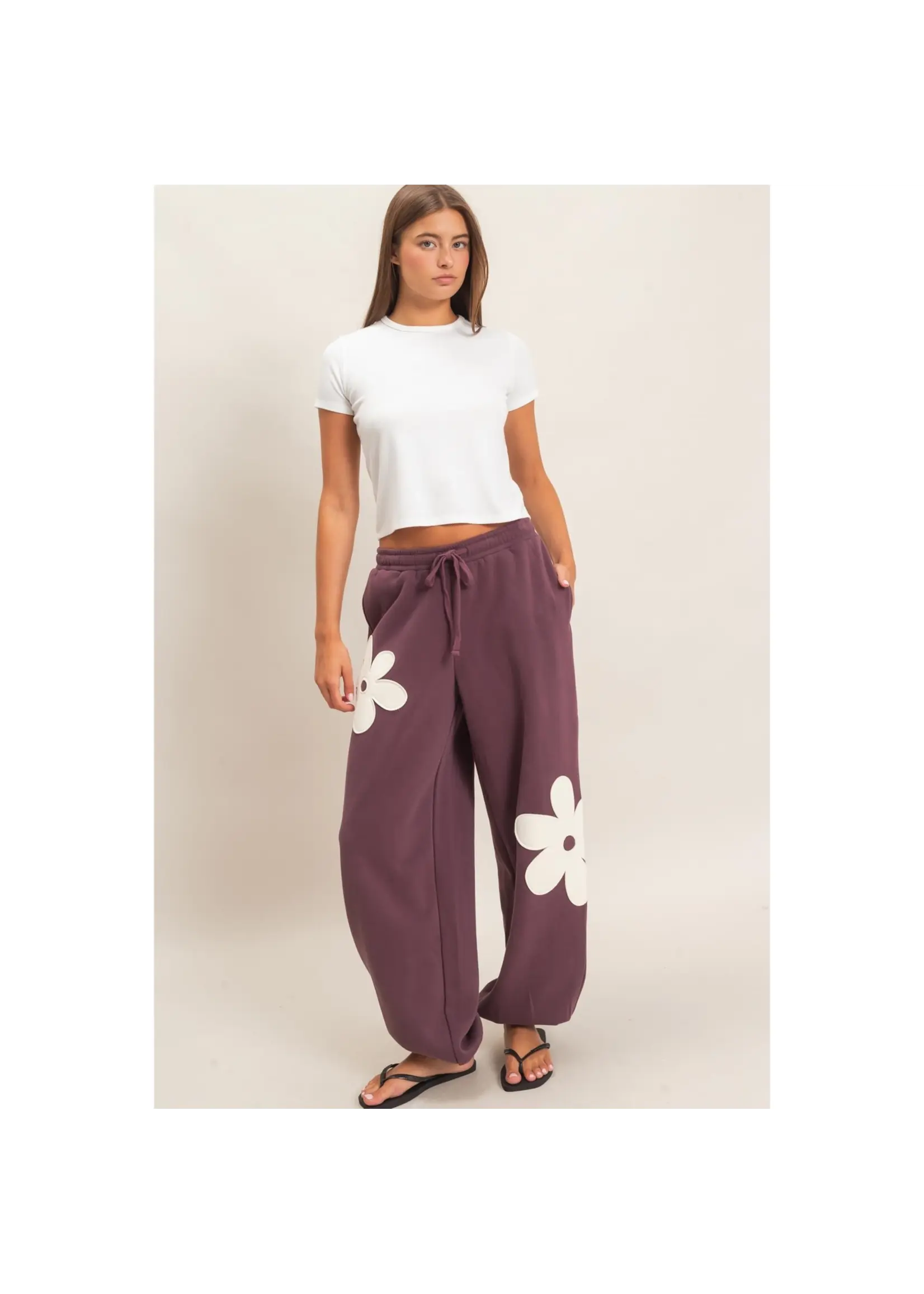 HYFVE Floral Applique Drawstring Jogger Pants - DZ26F308