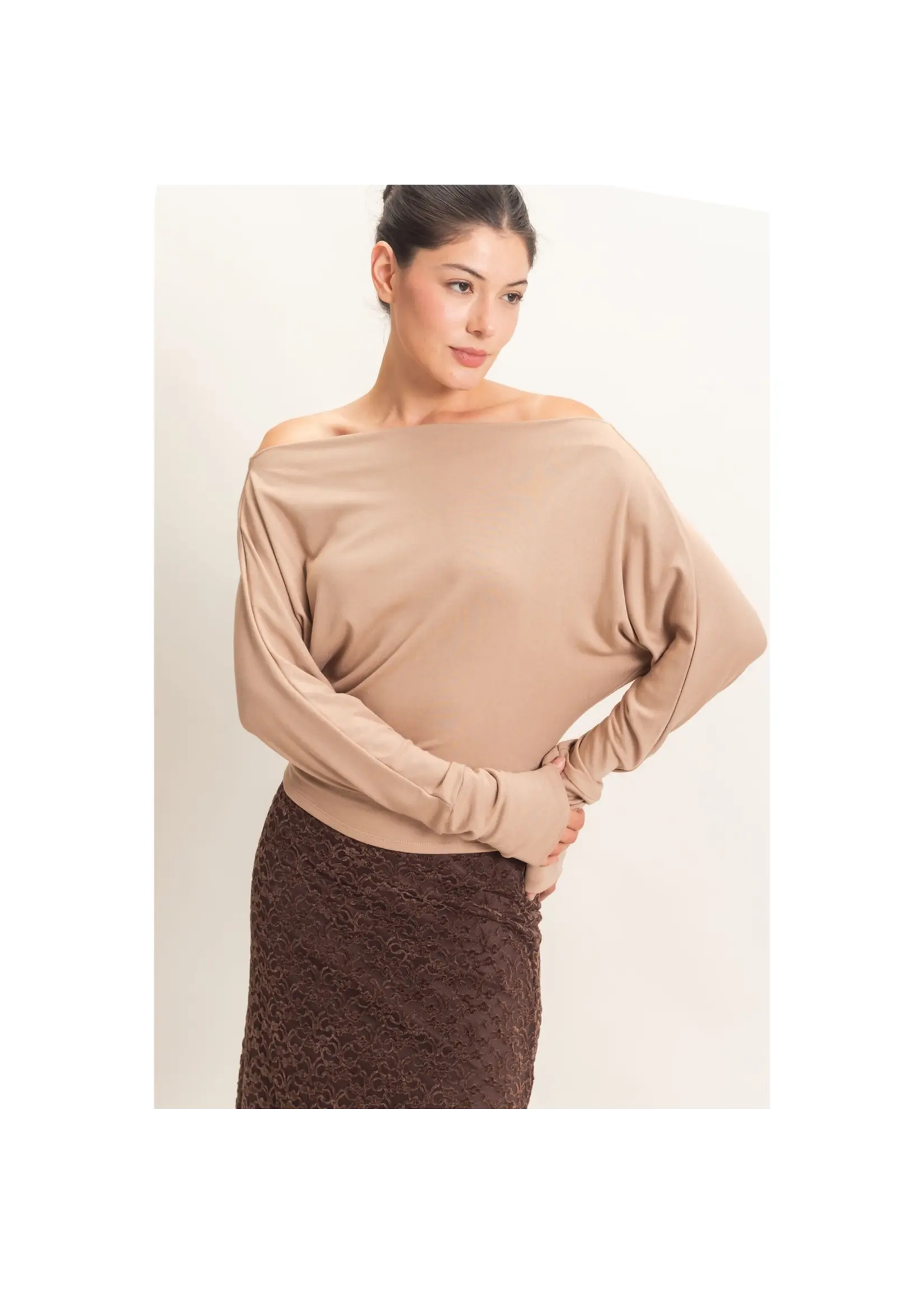 HYFVE Wide Boat Neck Dolman Sleeve Top - HF26C883