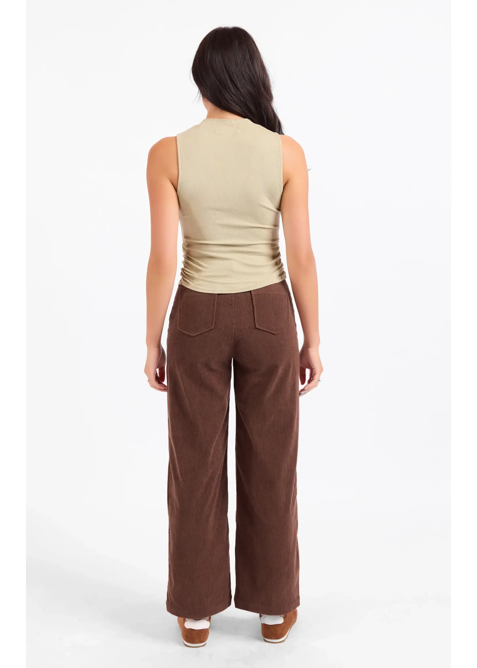 Sadie & Sage Ronan Mock Neck Ruched Knit Tank - AJ3214