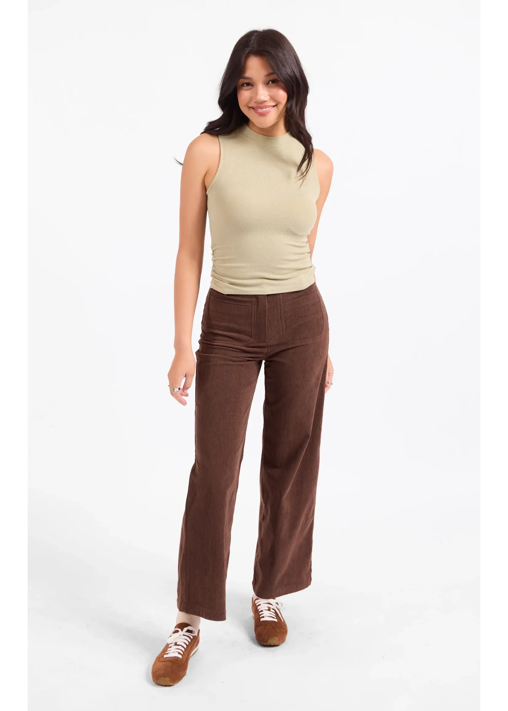 Sadie & Sage Ronan Mock Neck Ruched Knit Tank - AJ3214