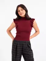 Sadie & Sage Tiffany Mockneck Ruffle Tank Sweater - AJ3429