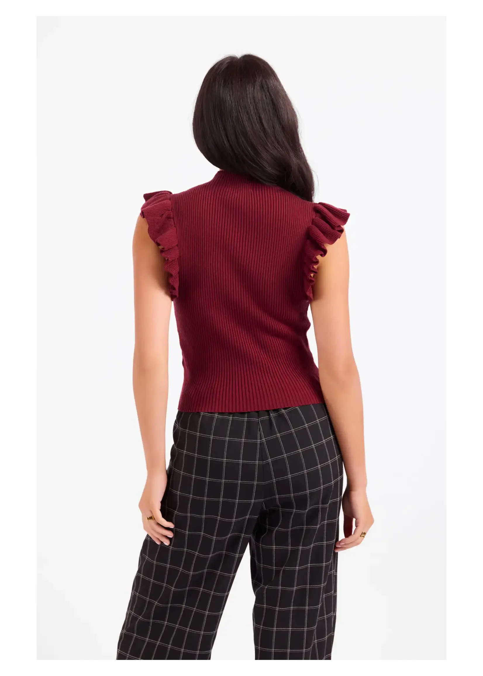 Sadie & Sage Tiffany Mockneck Ruffle Tank Sweater - AJ3429