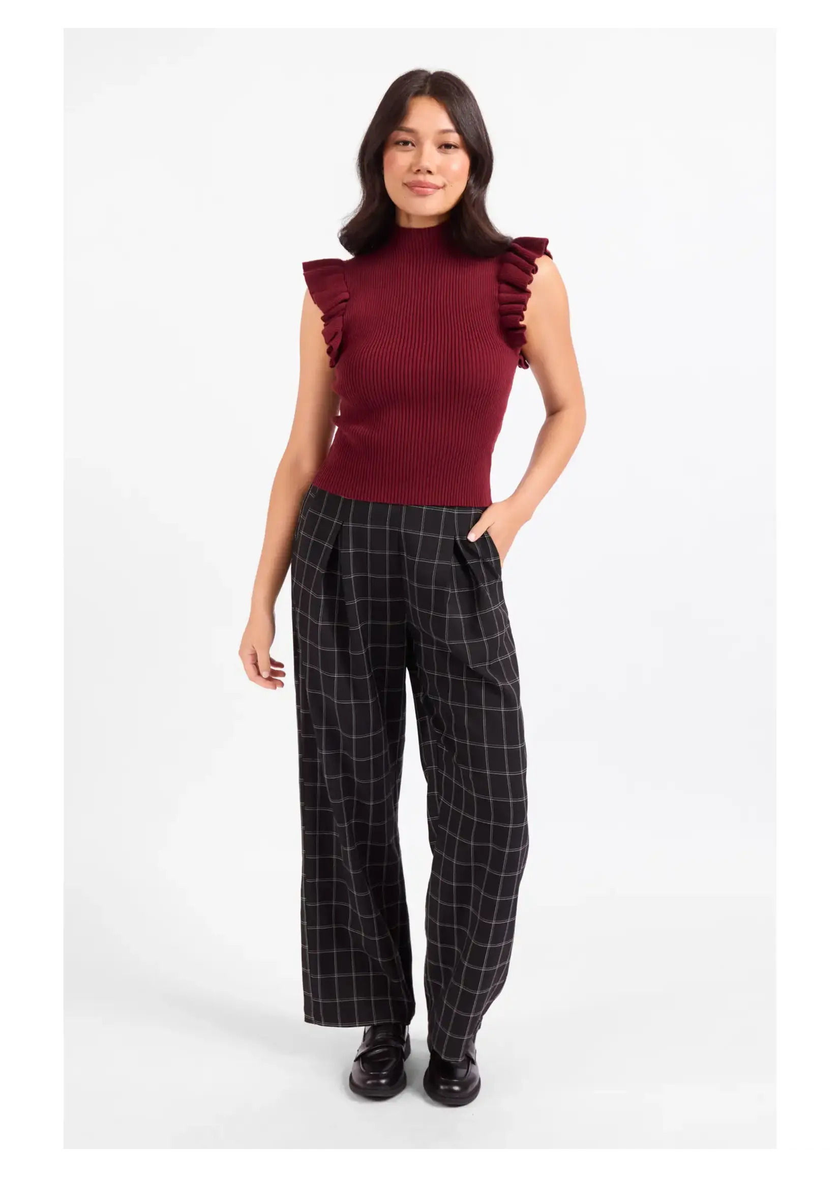 Sadie & Sage Tiffany Mockneck Ruffle Tank Sweater - AJ3429