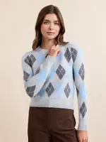 Sadie & Sage Blue Fog Argyle Sweater - AJ3454