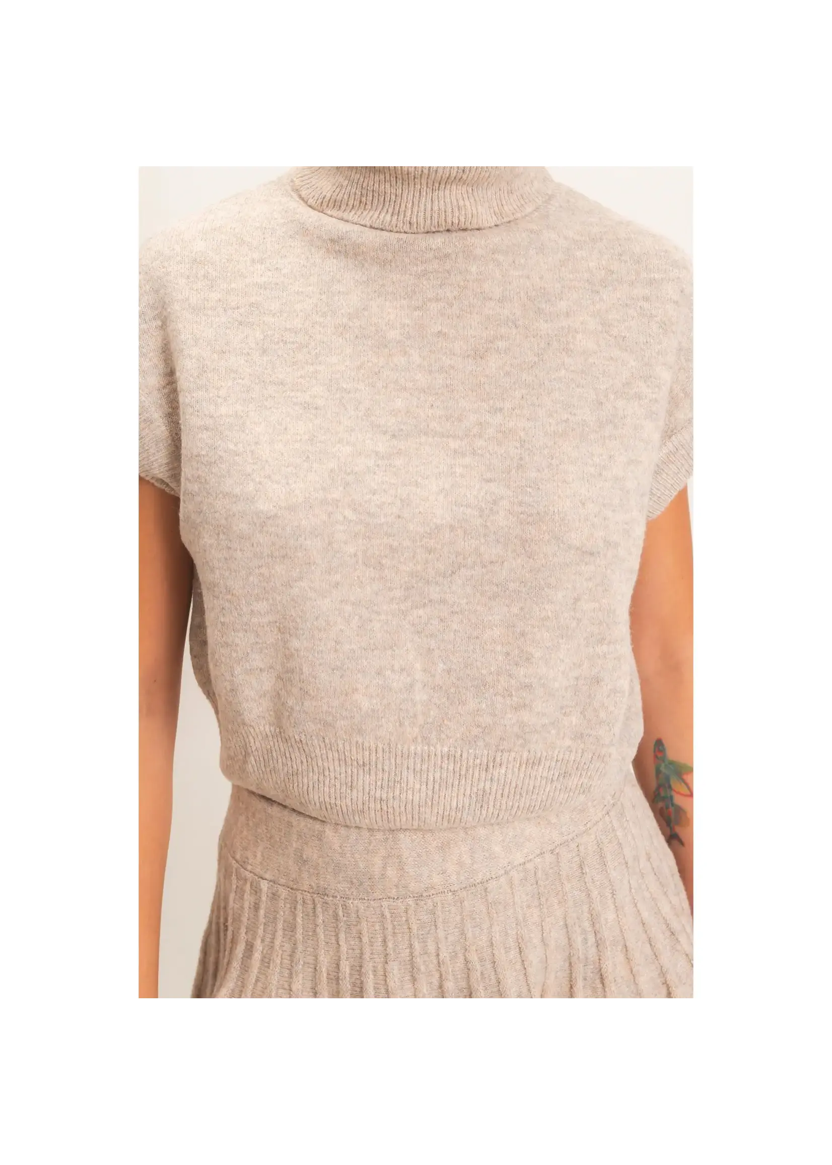 HYFVE Turtleneck Crop Top and Pleated Skirt Set - DZ26C981