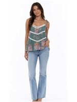 Sadie & Sage Desert Rose Lace Trim Sleeveless Top - AJ2191