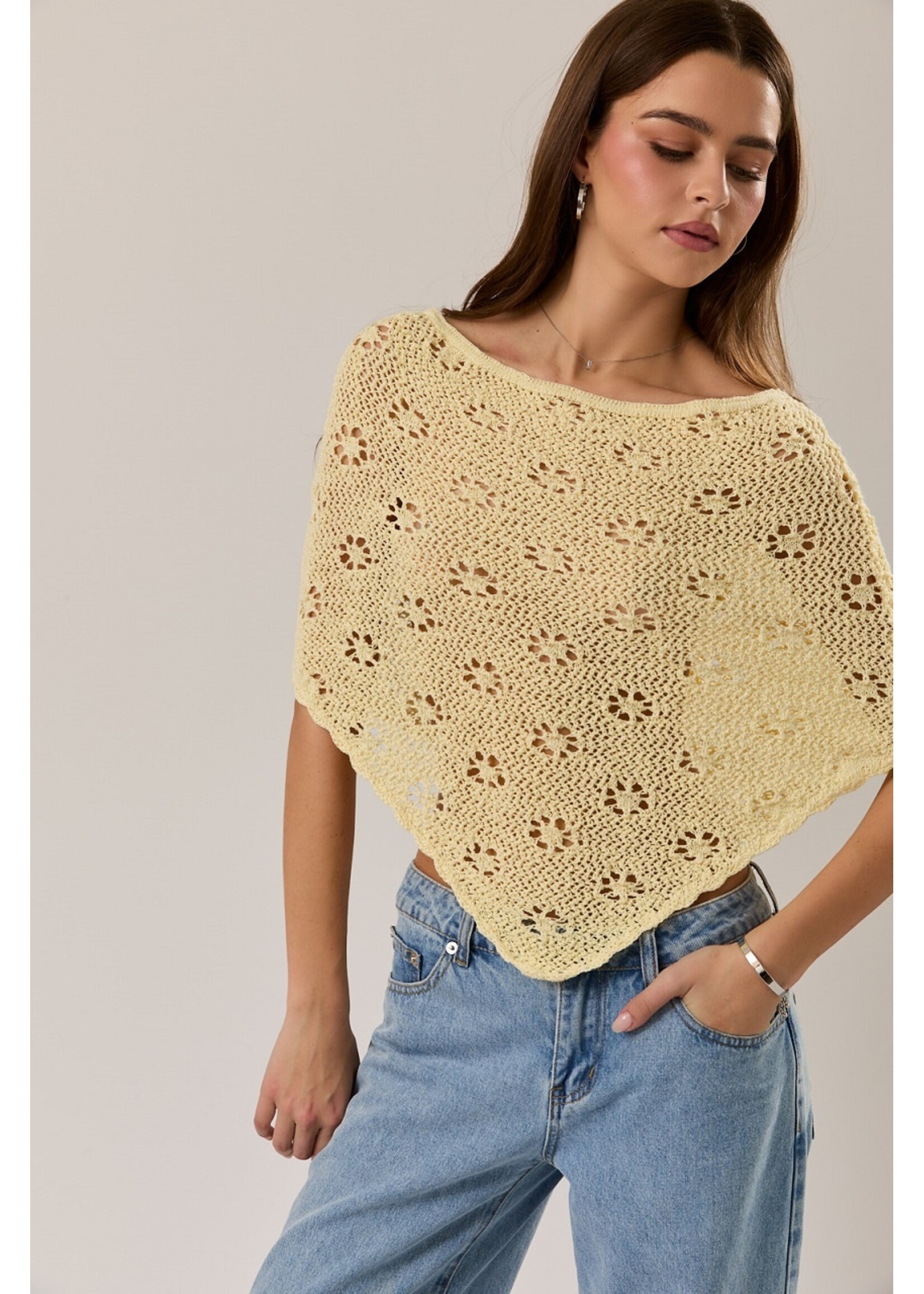 Le Lis Openwork Sweater Poncho - SWT3637
