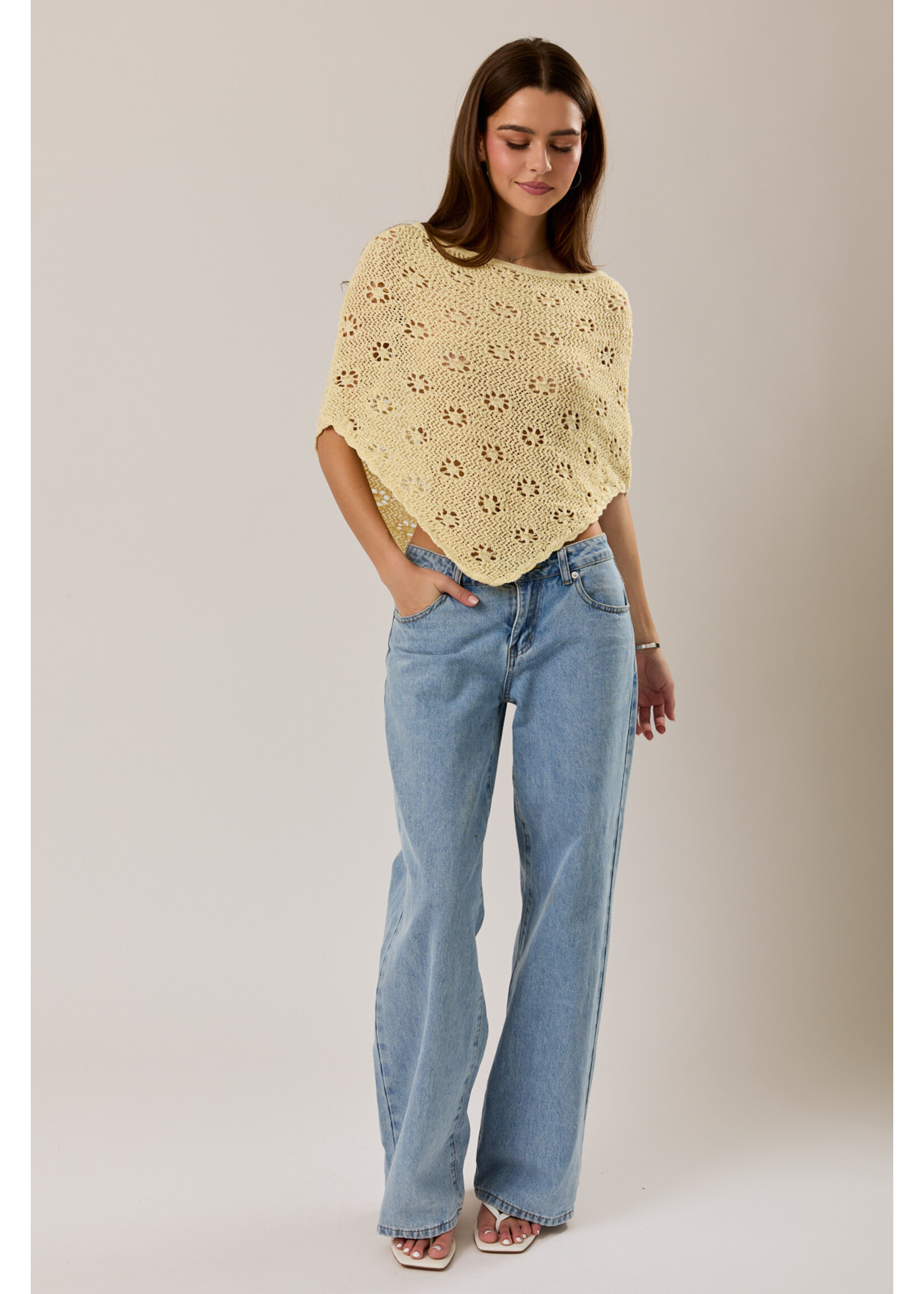 Le Lis Openwork Sweater Poncho - SWT3637