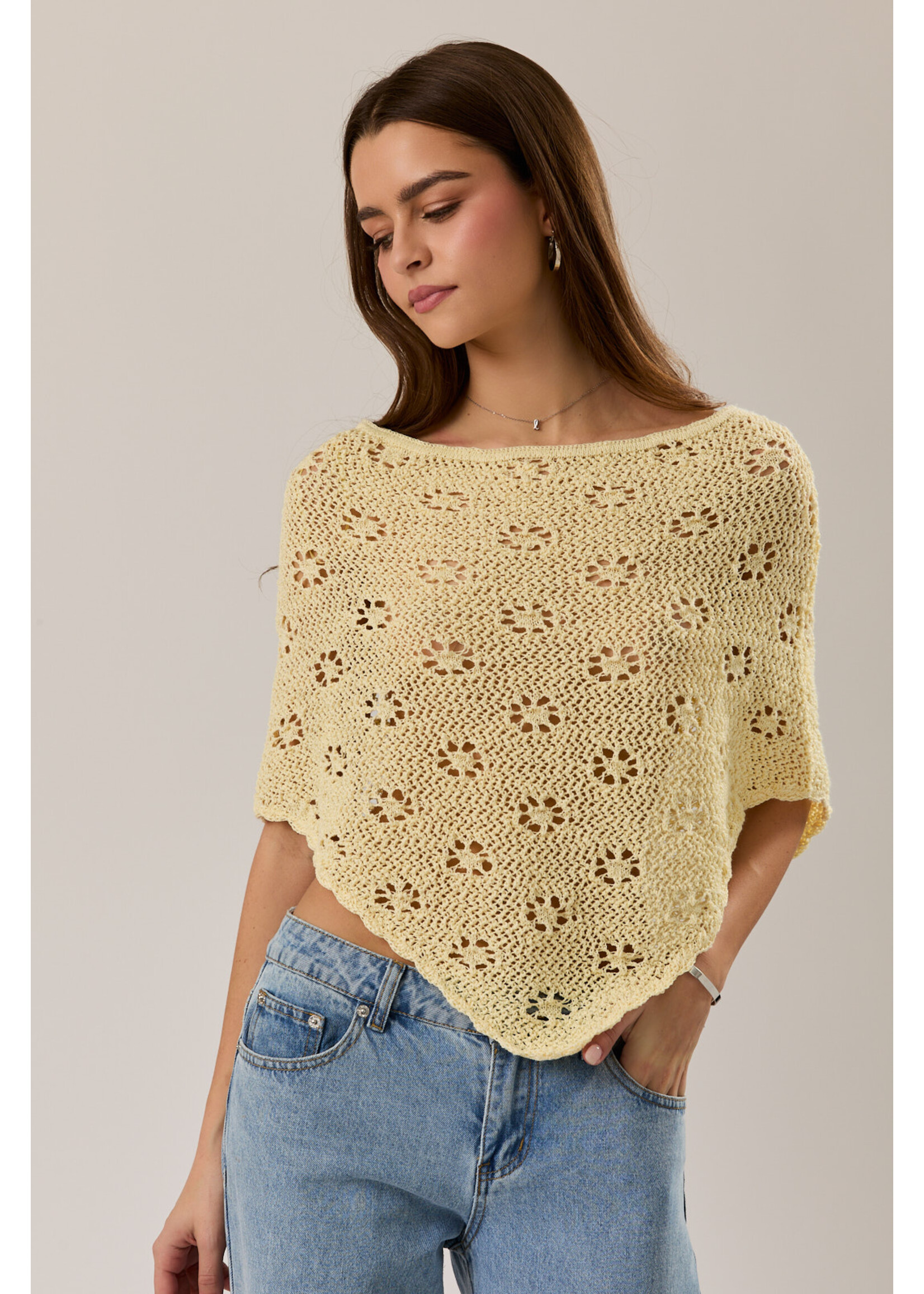 Le Lis Openwork Sweater Poncho - SWT3637
