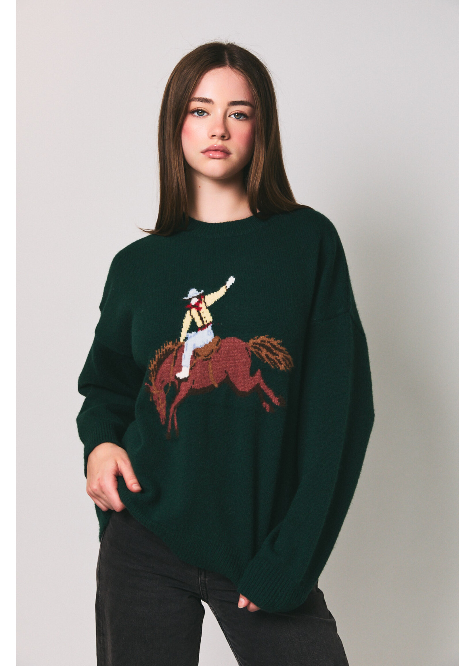 Le Lis Cowboy Graphic Oversized Sweater - IWT6701