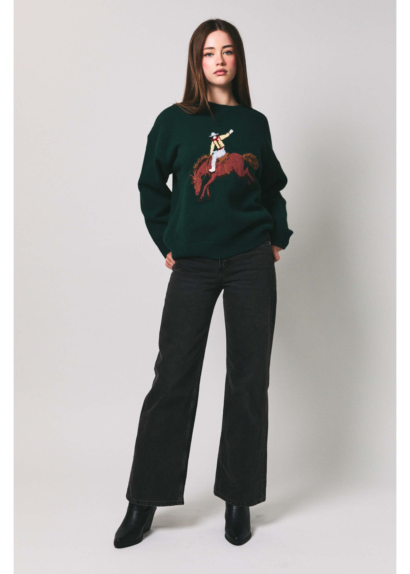 Le Lis Cowboy Graphic Oversized Sweater - IWT6701