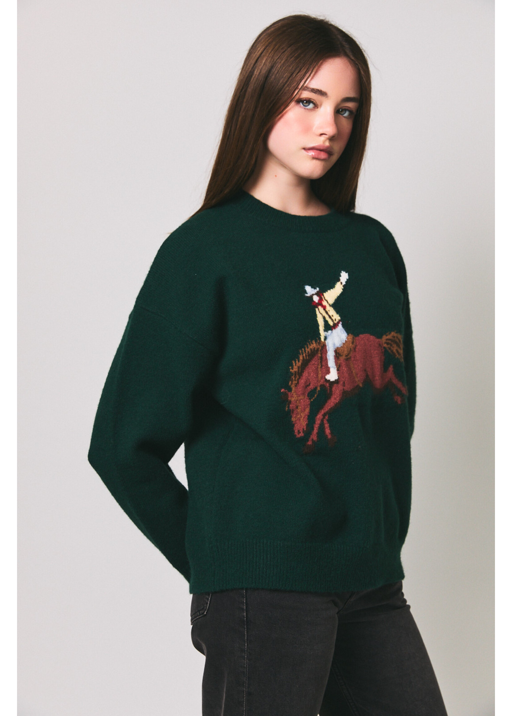 Le Lis Cowboy Graphic Oversized Sweater - IWT6701