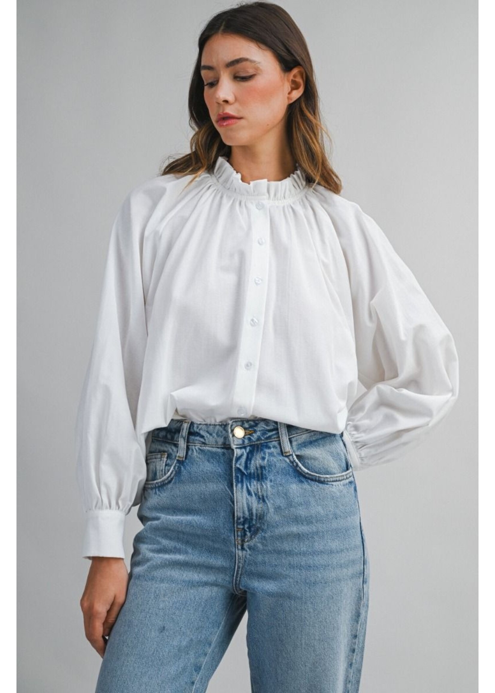 Mable Ruffle Neck Long Sleeve Blouse - MT2488