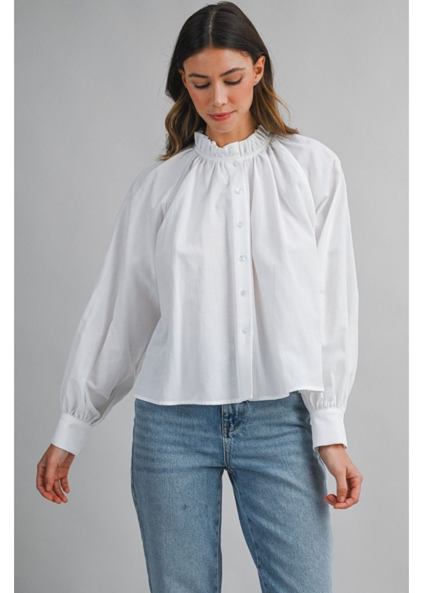 Mable Ruffle Neck Long Sleeve Blouse - MT2488