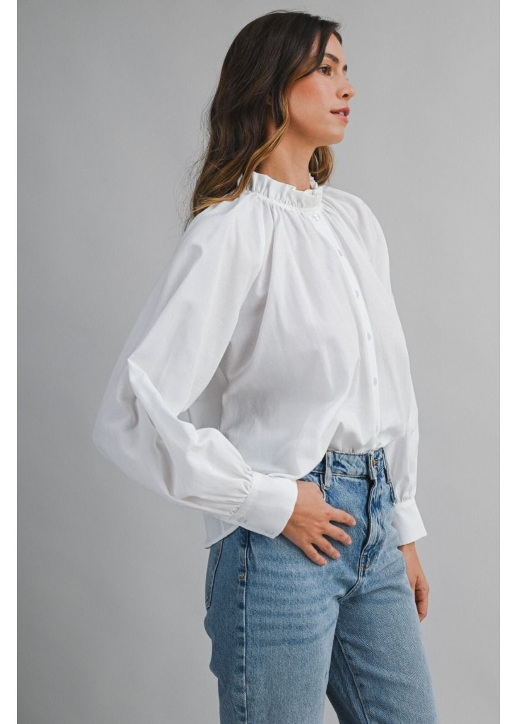 Mable Ruffle Neck Long Sleeve Blouse - MT2488