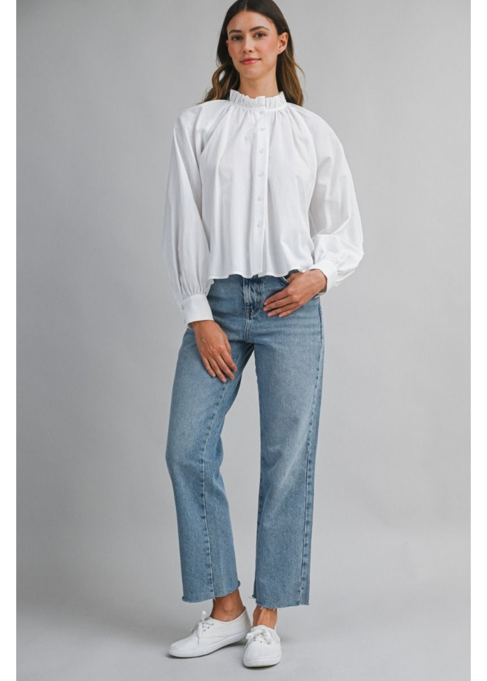 Mable Ruffle Neck Long Sleeve Blouse - MT2488