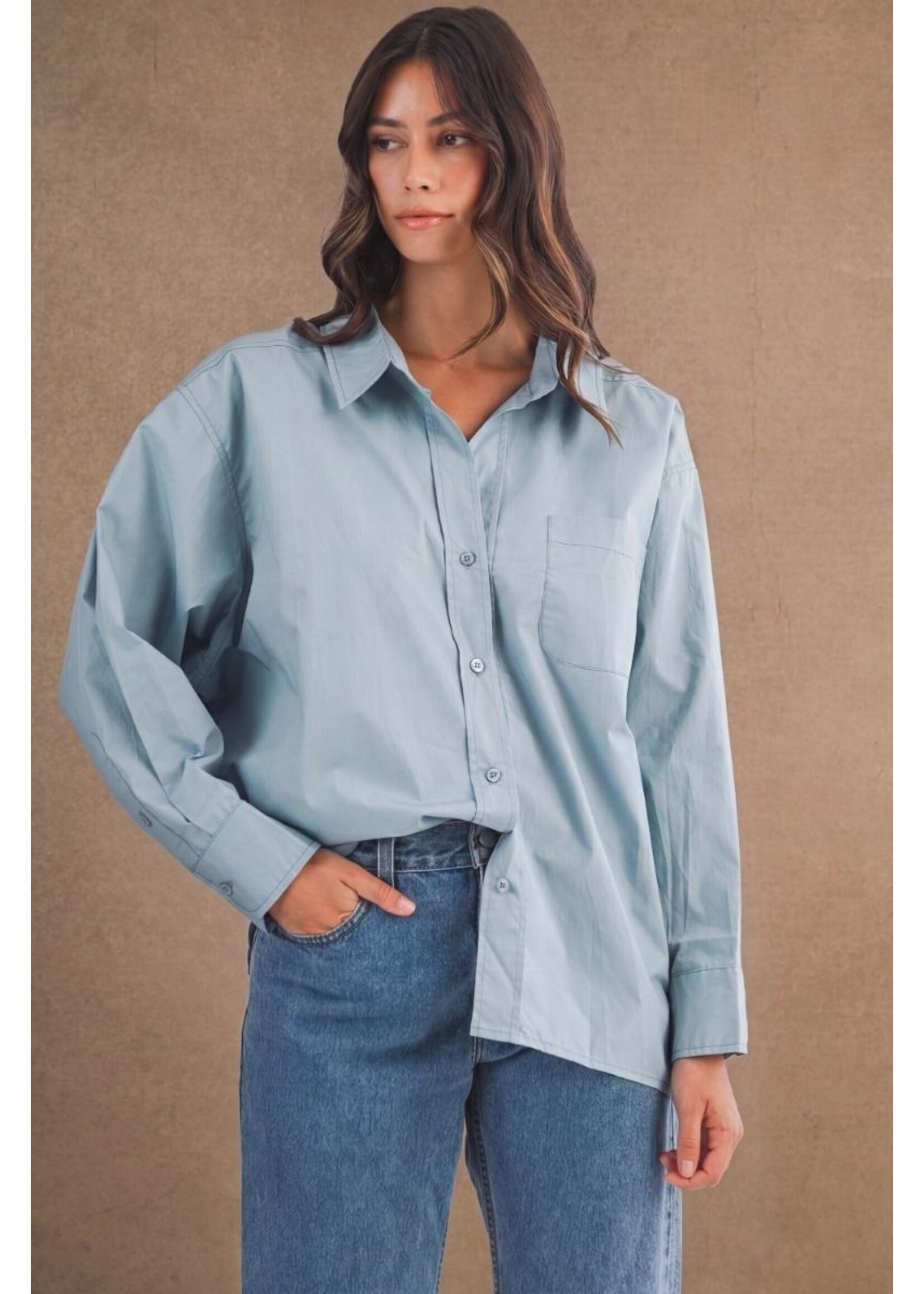 Mable Pin Stripe Oversized Shirt - MT1266S