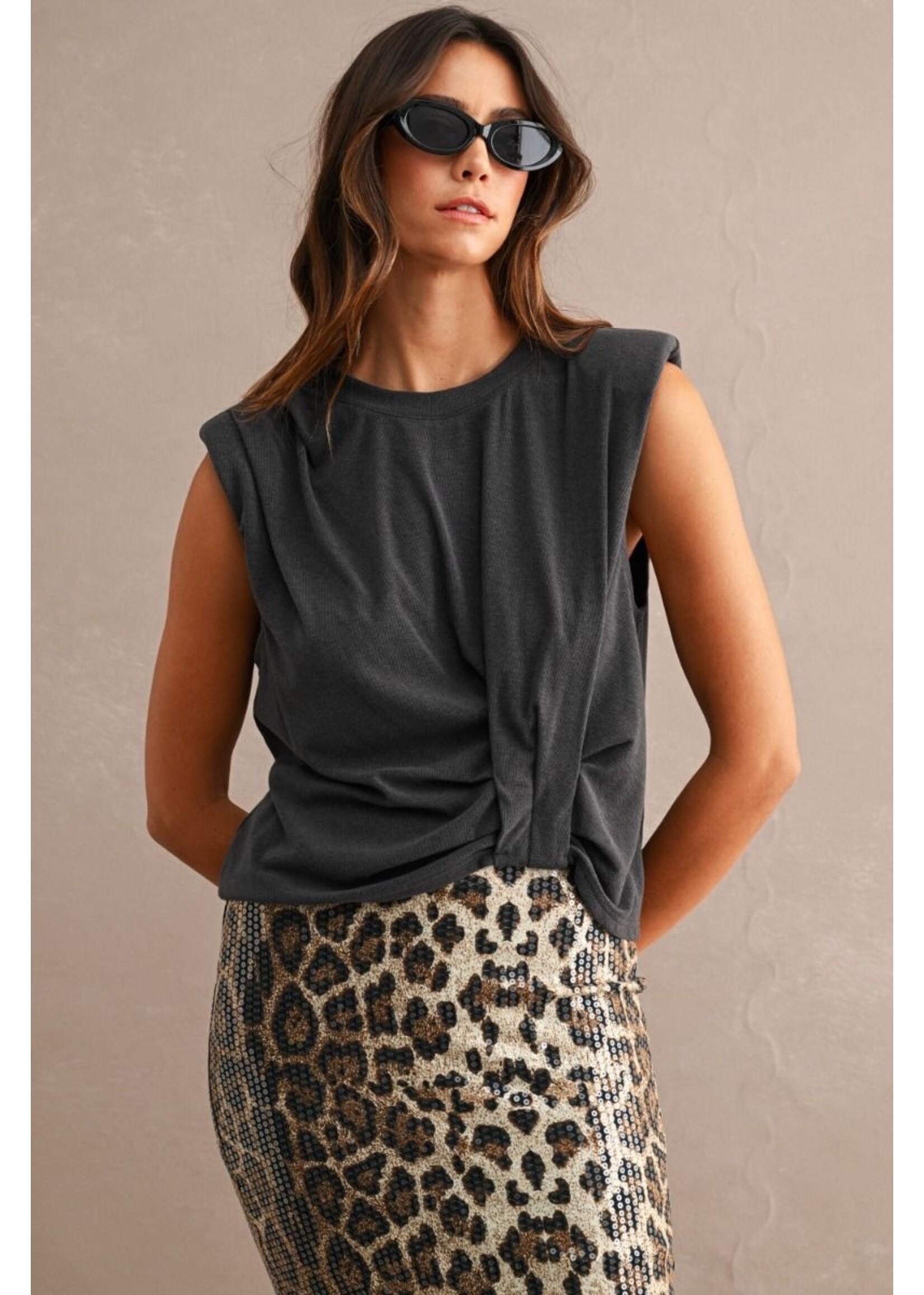 Mable Sleeveless Top w/ Shoulder Pads - MT2751
