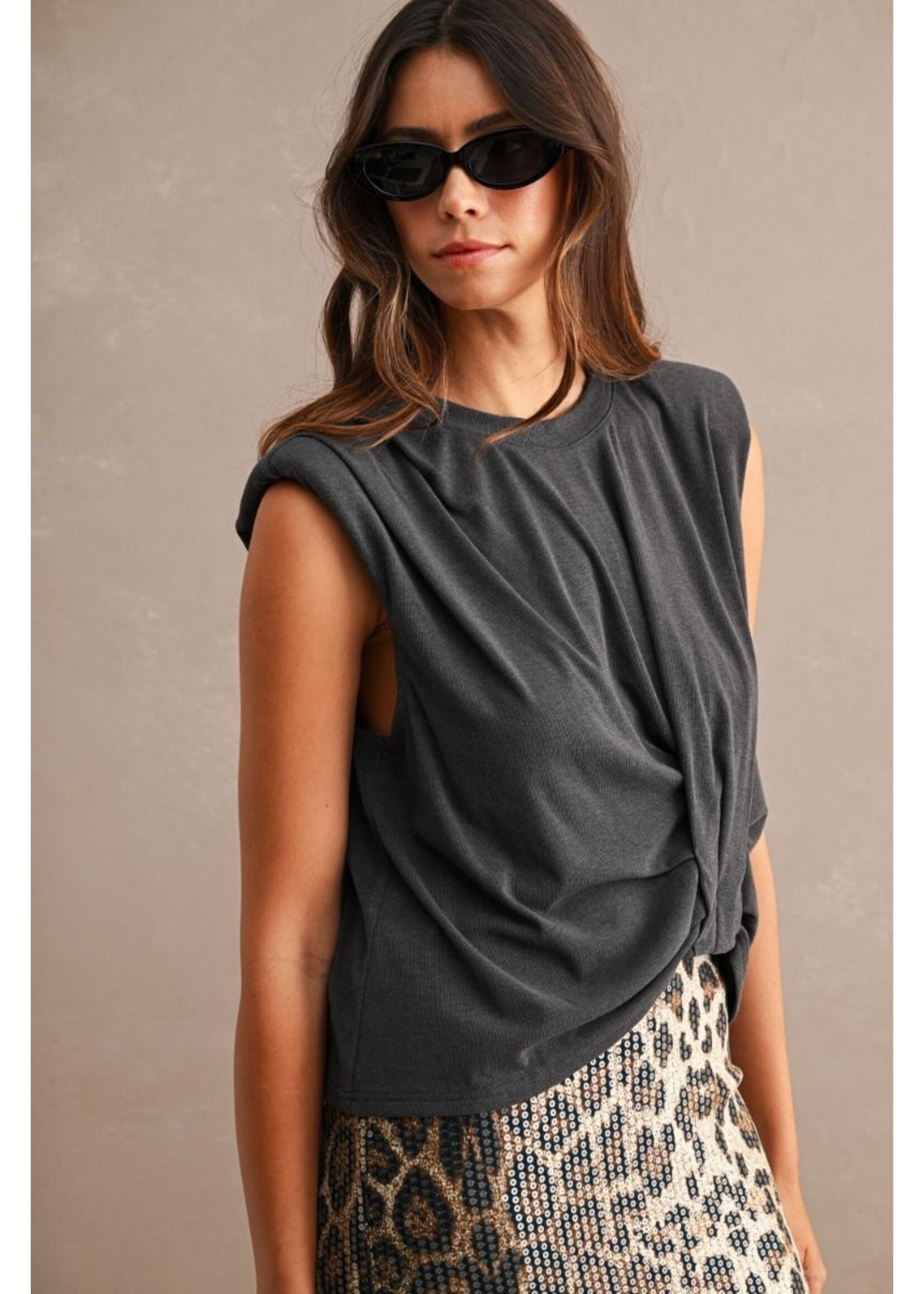 Mable Sleeveless Top w/ Shoulder Pads - MT2751