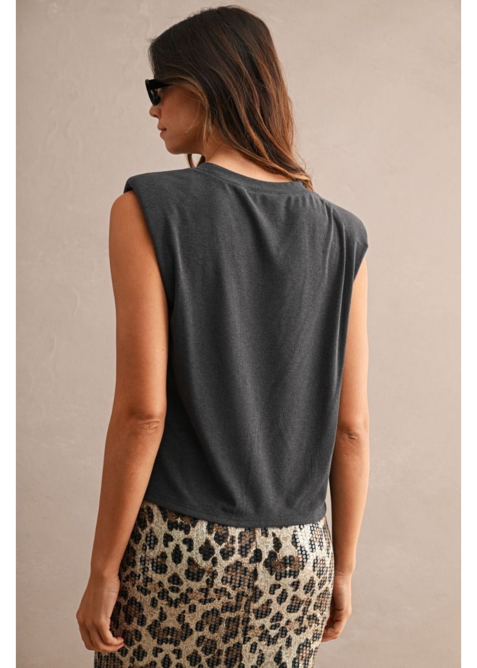Mable Sleeveless Top w/ Shoulder Pads - MT2751