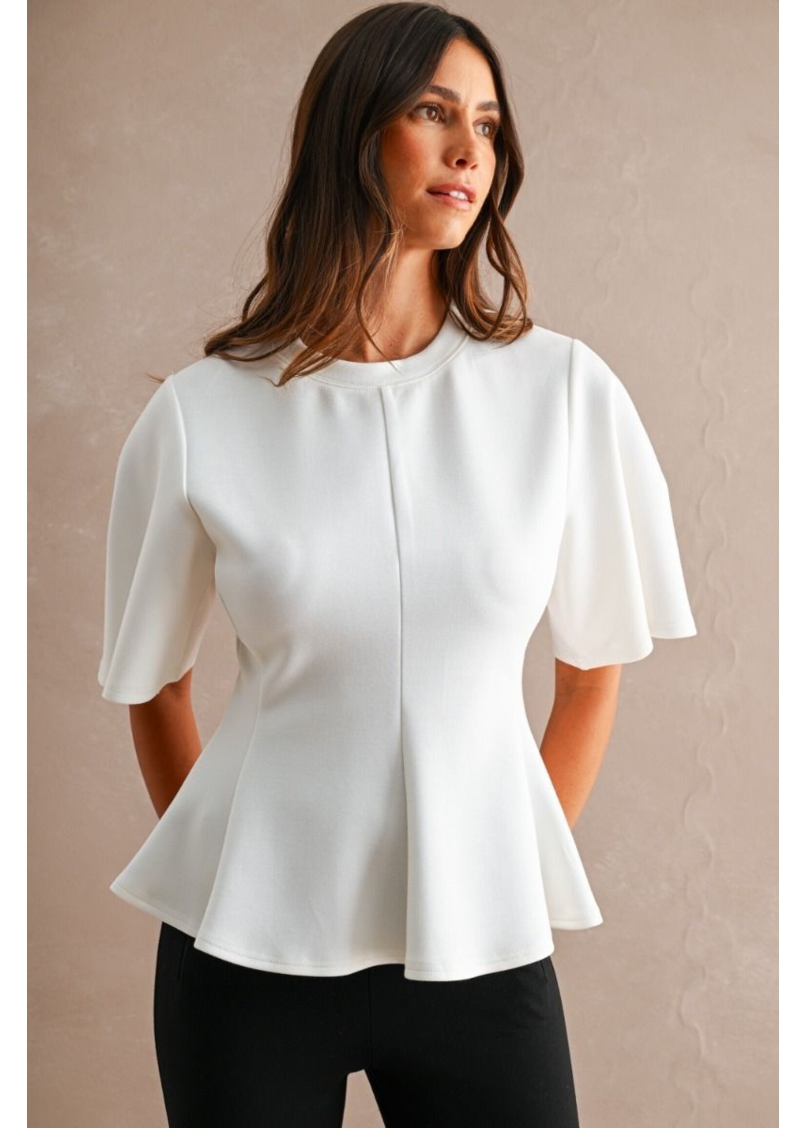 Mable Scuba Peplum Top - MT2742A