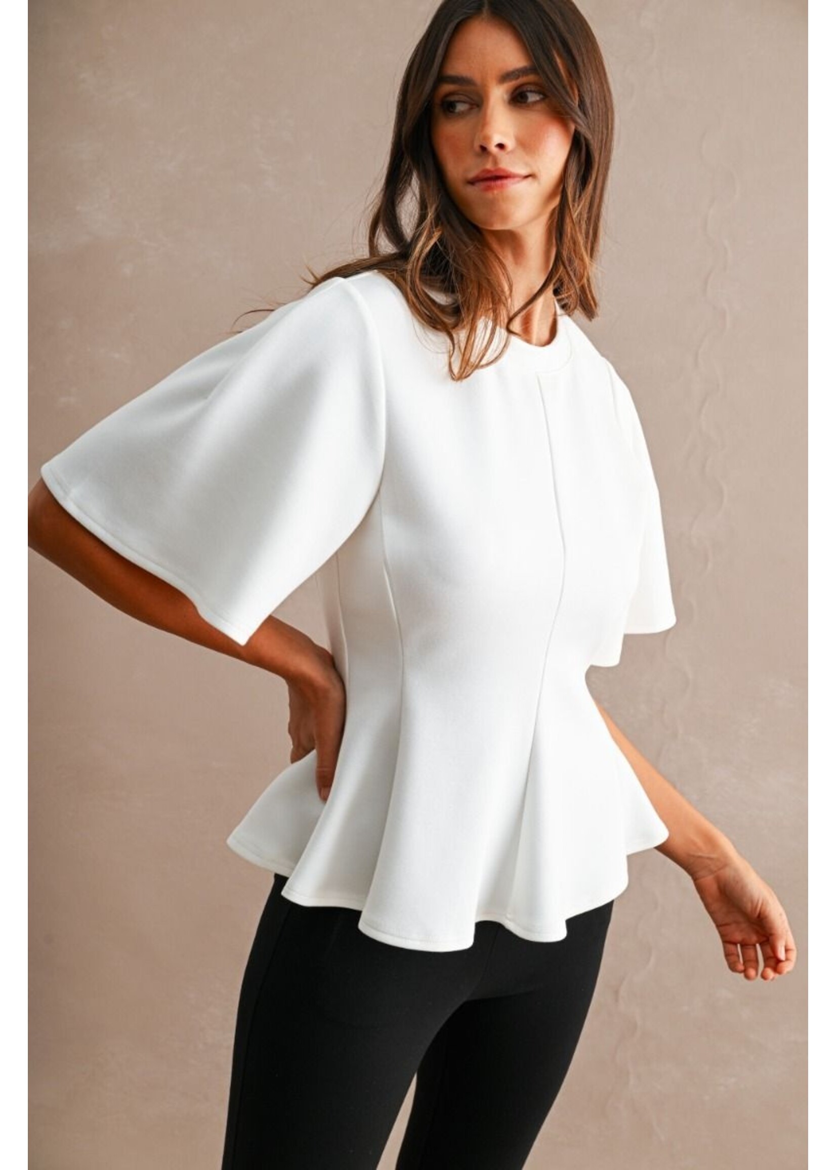 Mable Scuba Peplum Top - MT2742A