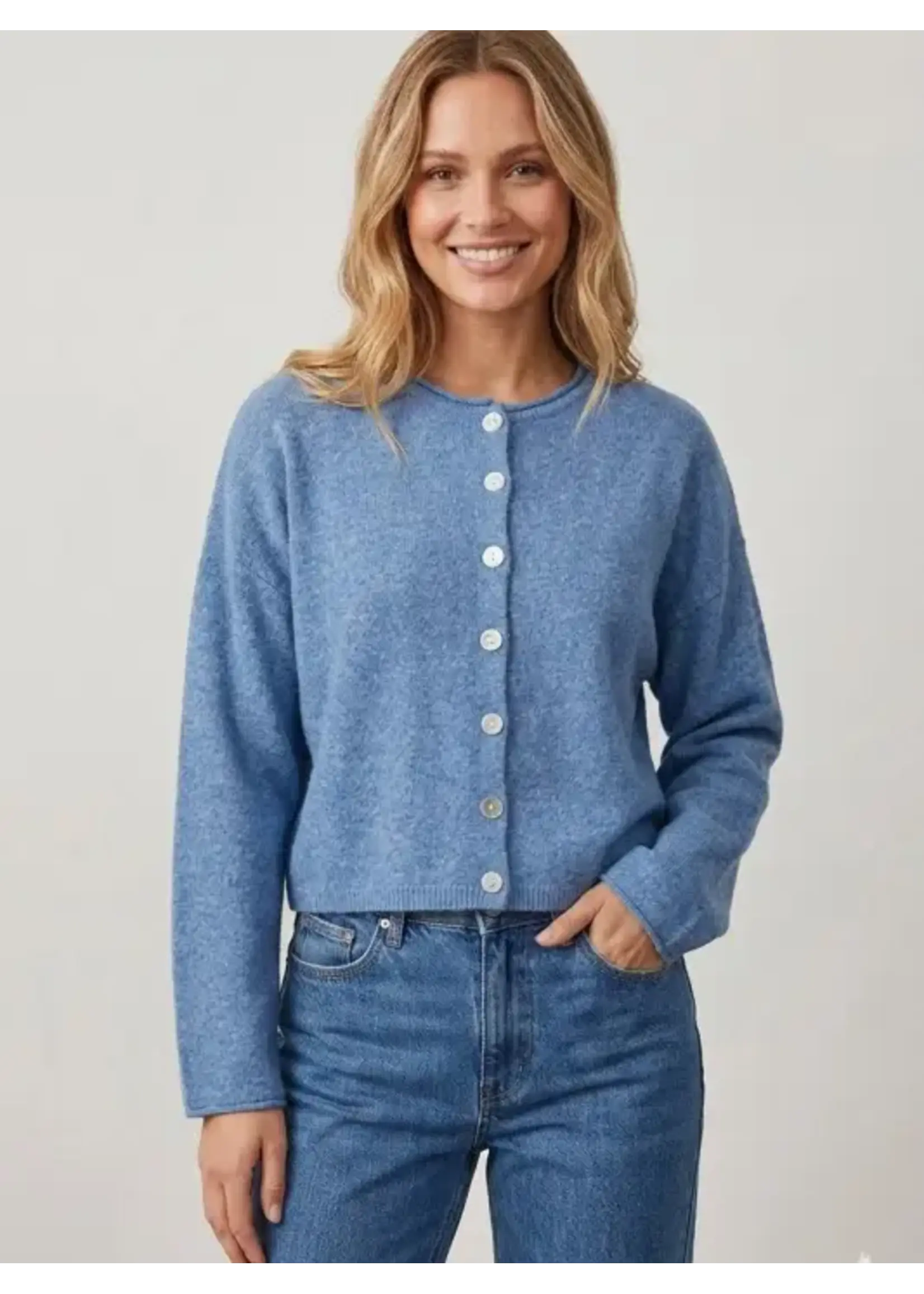 Dreamers Knit Button Up Crewneck - Y9414-R