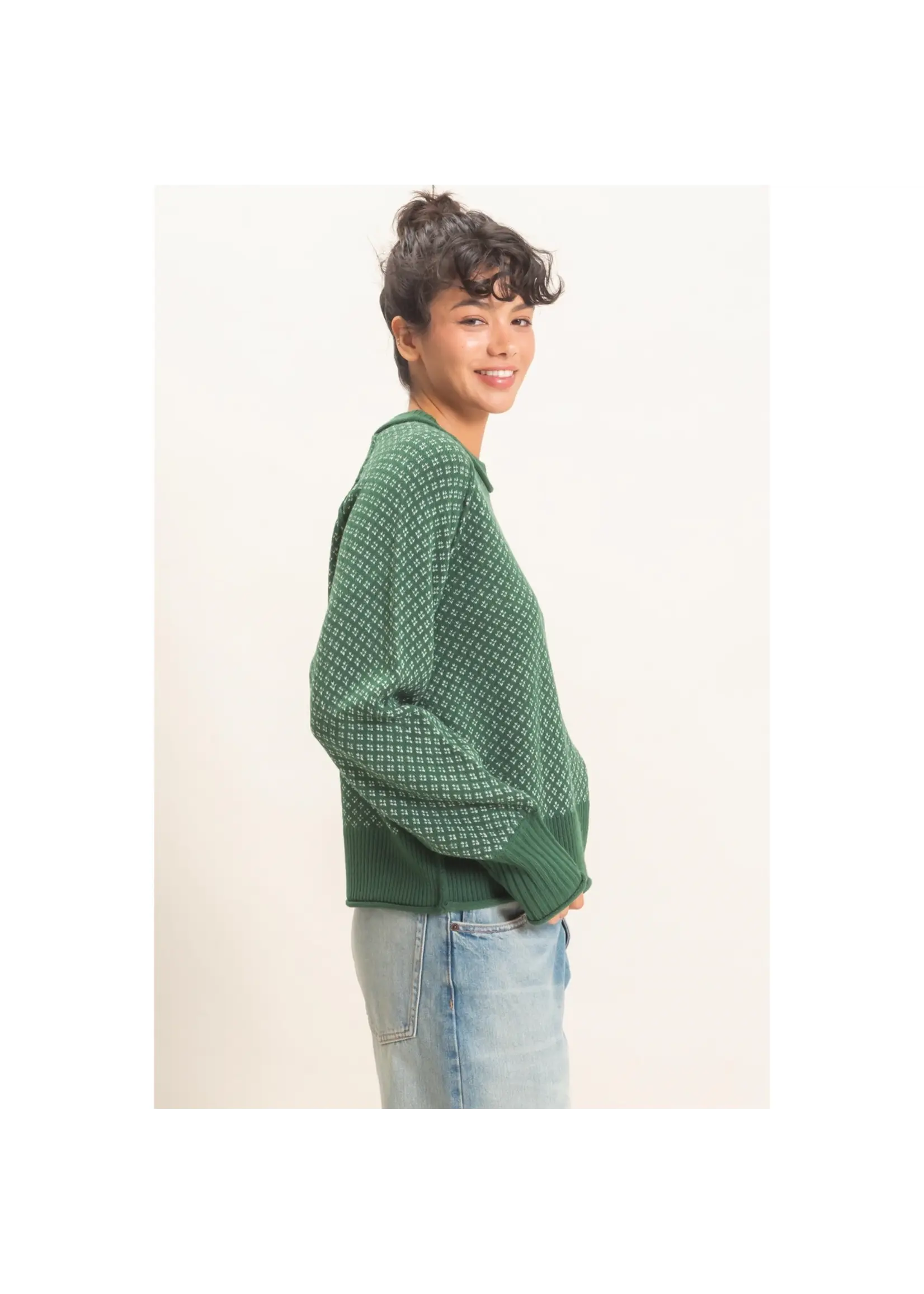 HYFVE Patterned Mock Neck Sweater - DZ26E949
