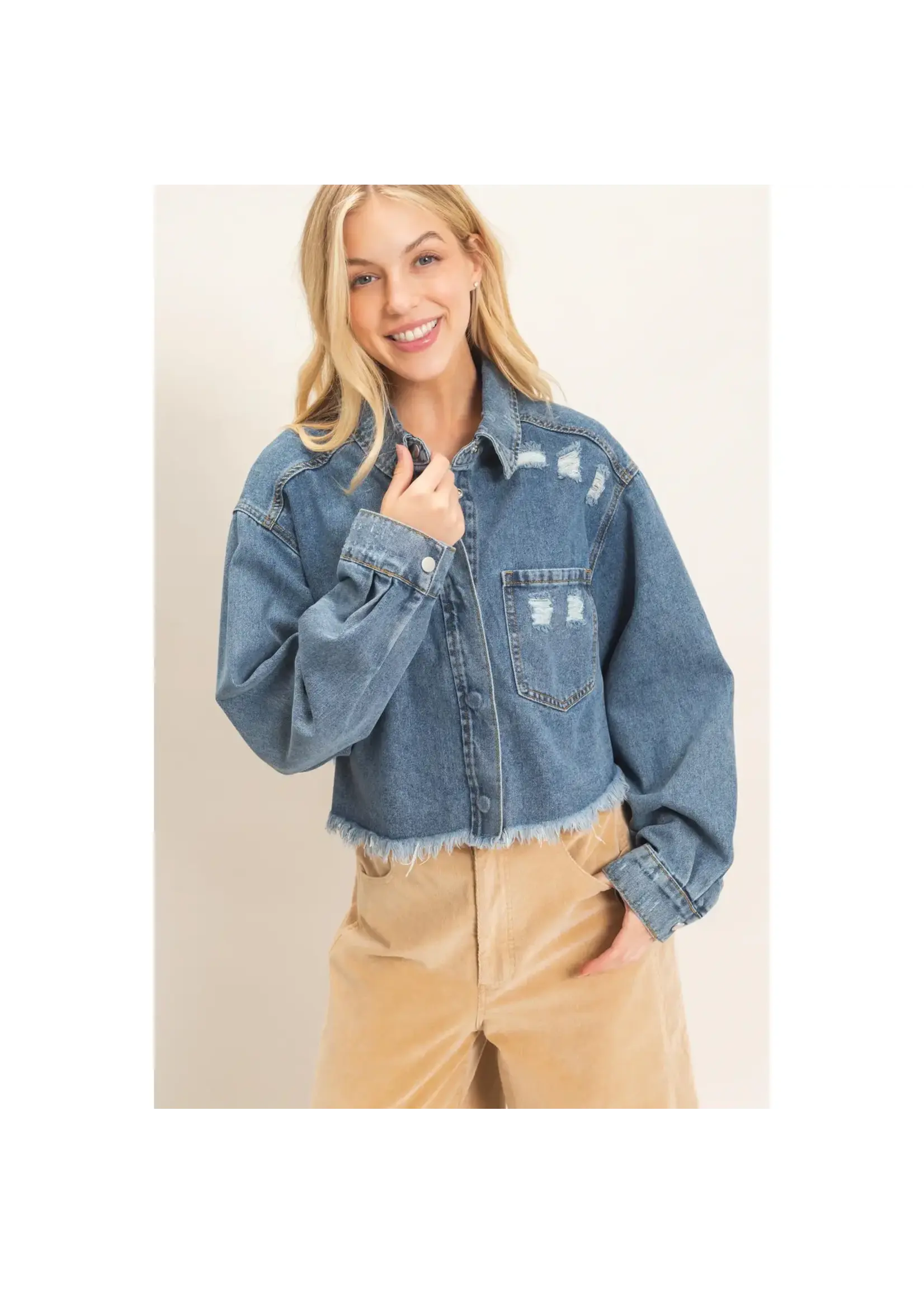 HYFVE Frayed Hem Denim Jacket - HF26E230