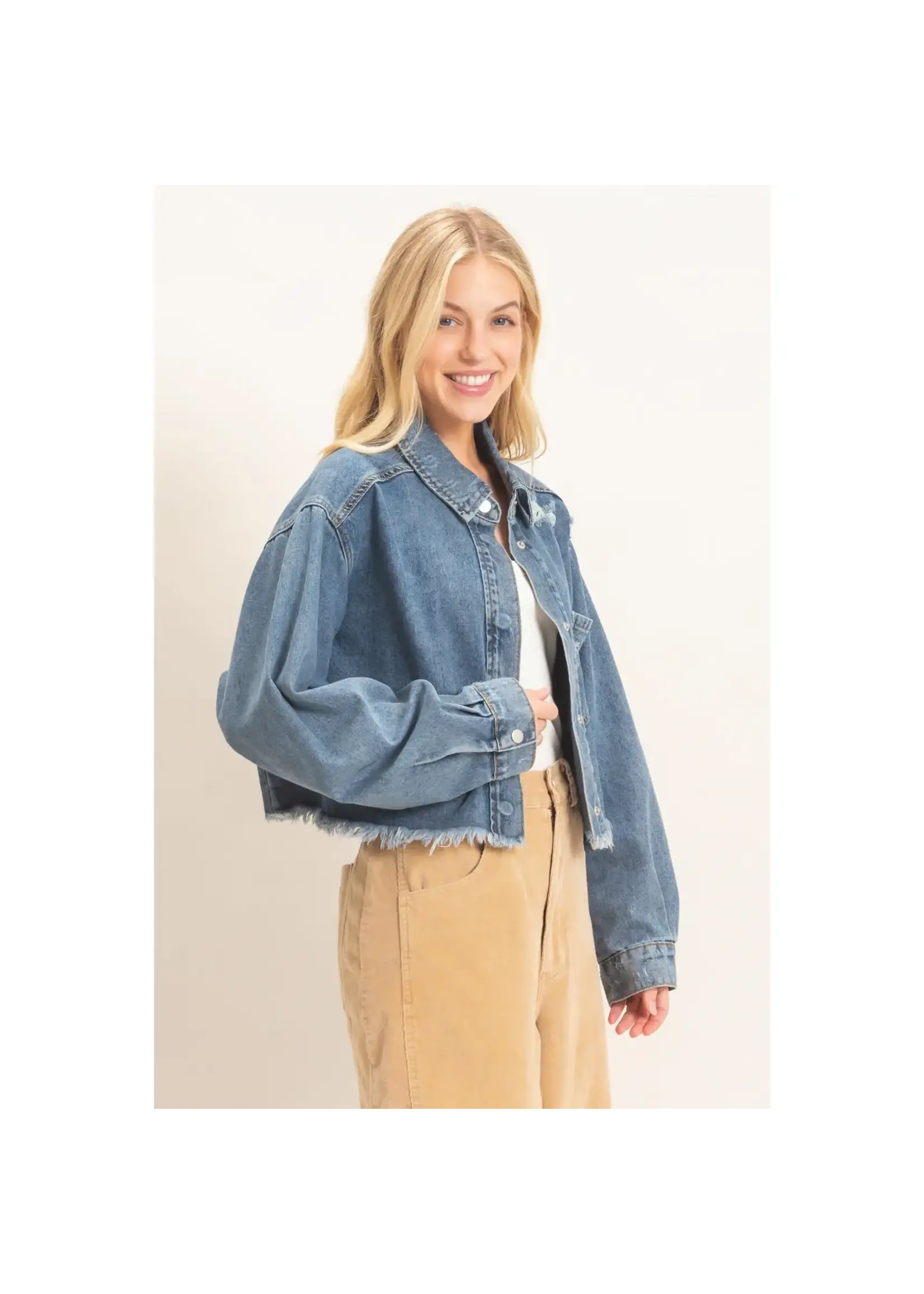 HYFVE Frayed Hem Denim Jacket - HF26E230
