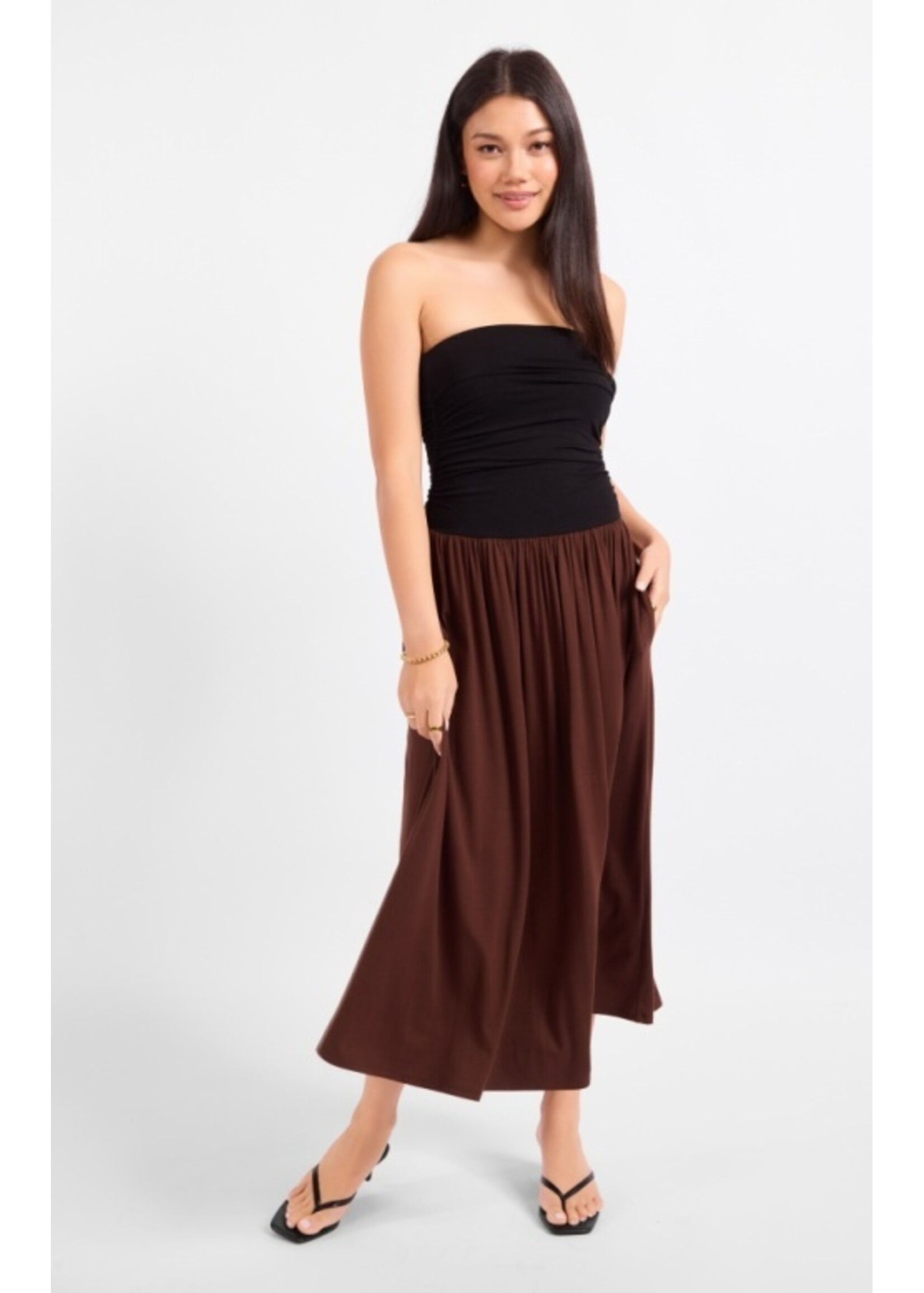 Sadie & Sage Hot Coffee Strapless Midi Dress - AJ3325