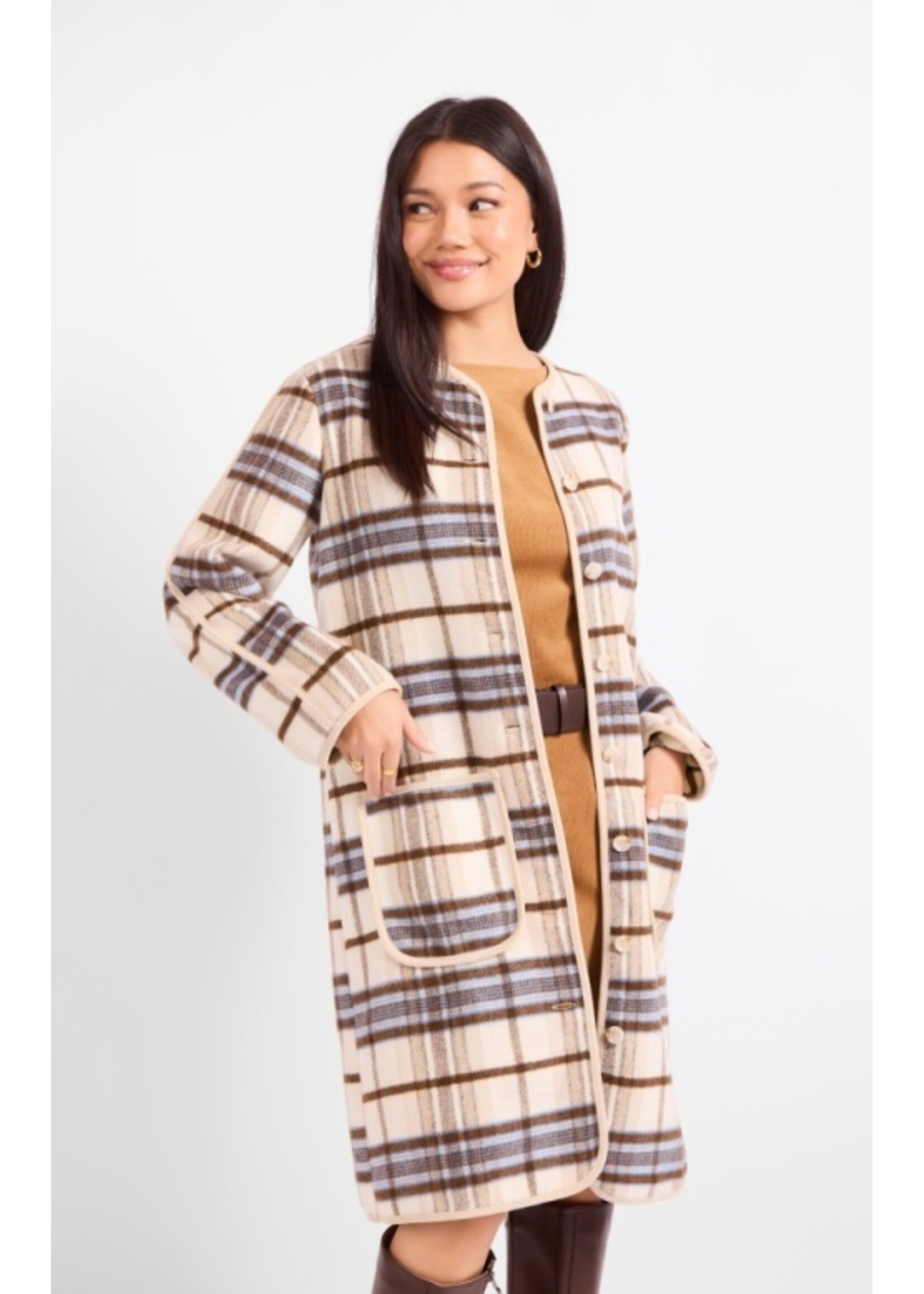 Sadie & Sage Anna Plaid Brushed Coat - AJ3531