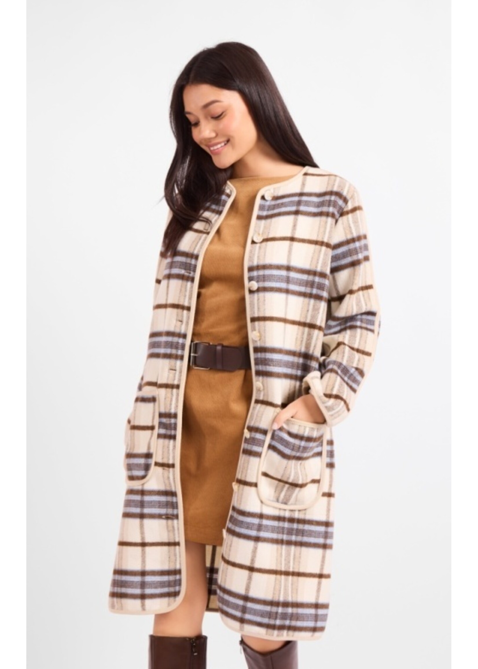 Sadie & Sage Anna Plaid Brushed Coat - AJ3531