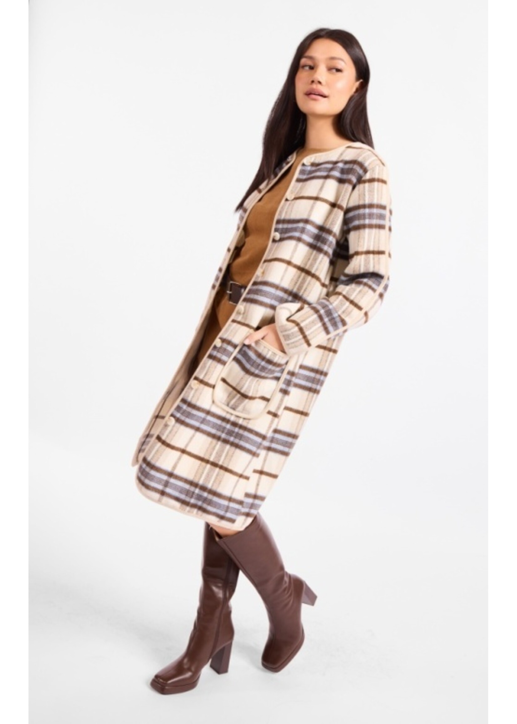 Sadie & Sage Anna Plaid Brushed Coat - AJ3531
