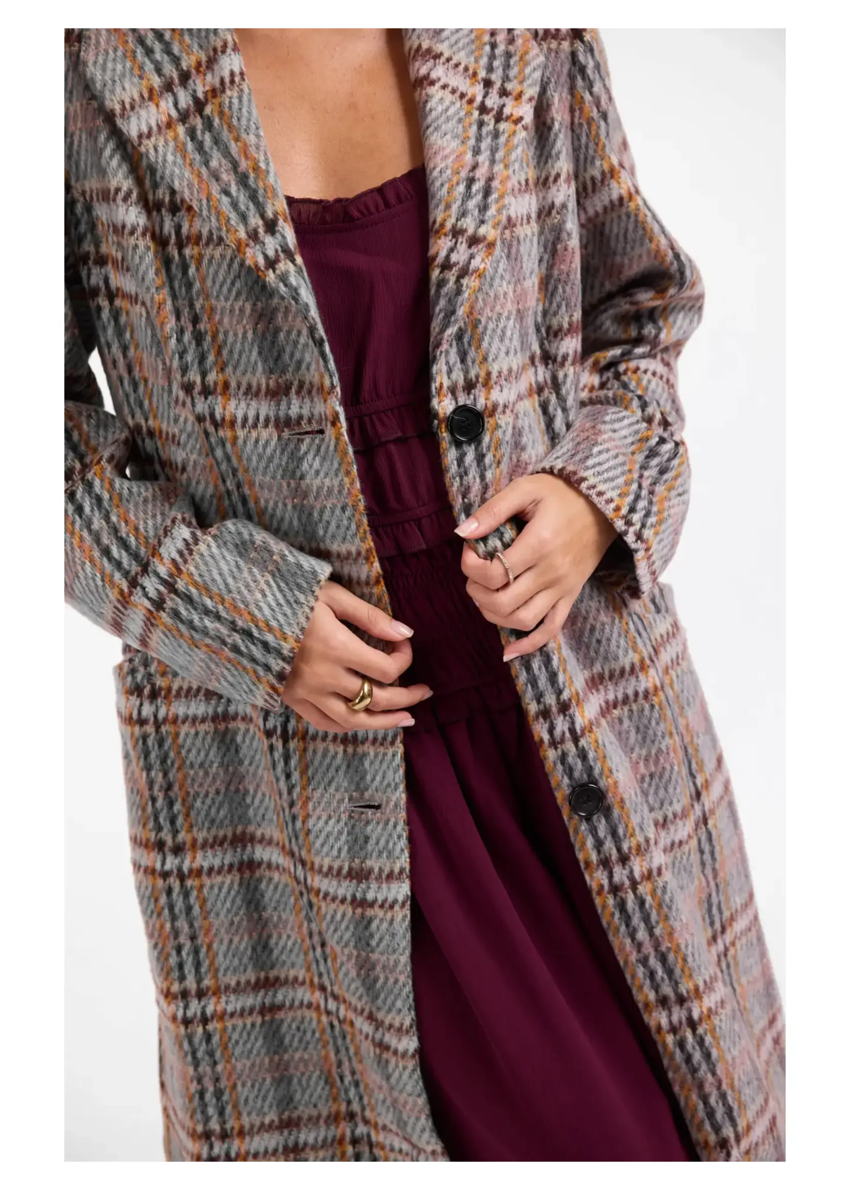Sage The Label Flower Bed Plaid Coat - LJ3579